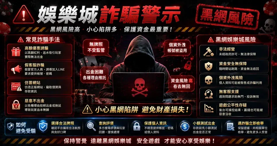 娛樂城詐騙警示 黑網風險